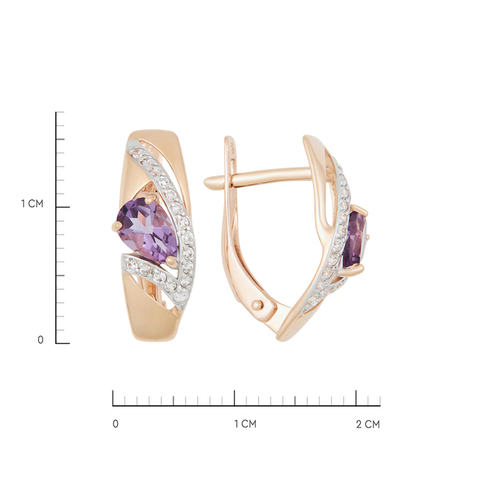 Серьги из золота 585 пробы c аметистами и фианитами, К 0000 2908 за 27300