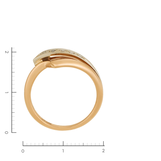 Кольцо из комбинированного золота 585 пробы c 5 бриллиантами, Л 2809 6285 за 30000