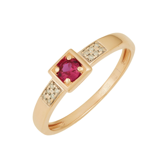 Кольцо из золота 585 пробы c бриллиантами и корундом, Л 4710 8255 за 21520