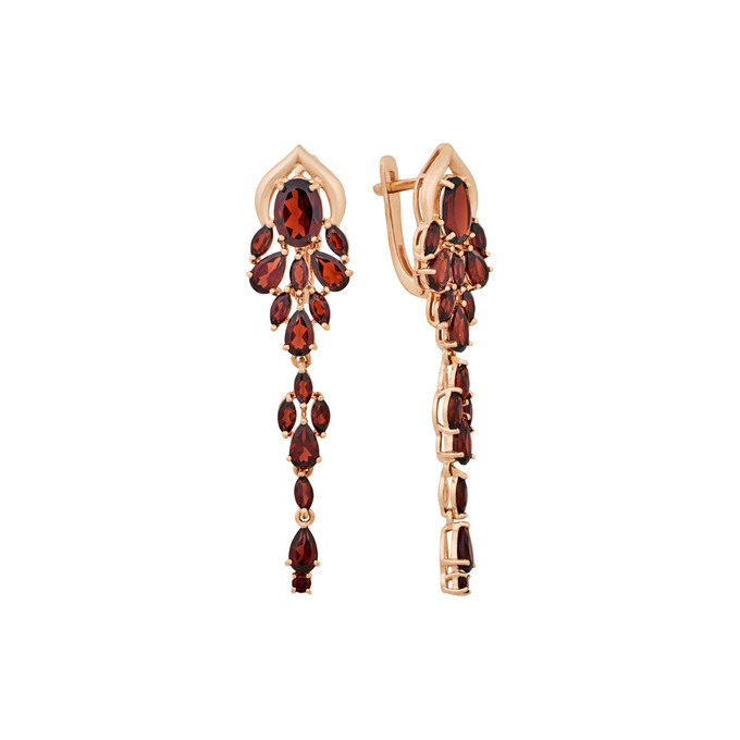Серьги из золота 585 пробы с гранатами, Л 3209 3332 за 58000
