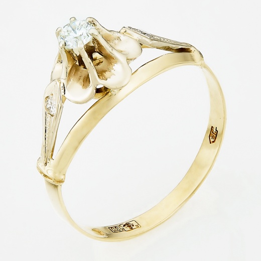 Кольцо из комбинированного золота 585 пробы c 3 бриллиантами Л62011453 фото 1