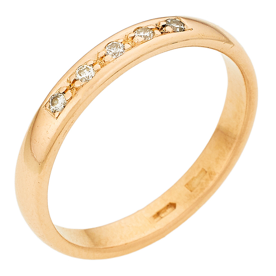 Кольцо из красного золота 585 пробы c 5 бриллиантами, Л73021995 за 13500