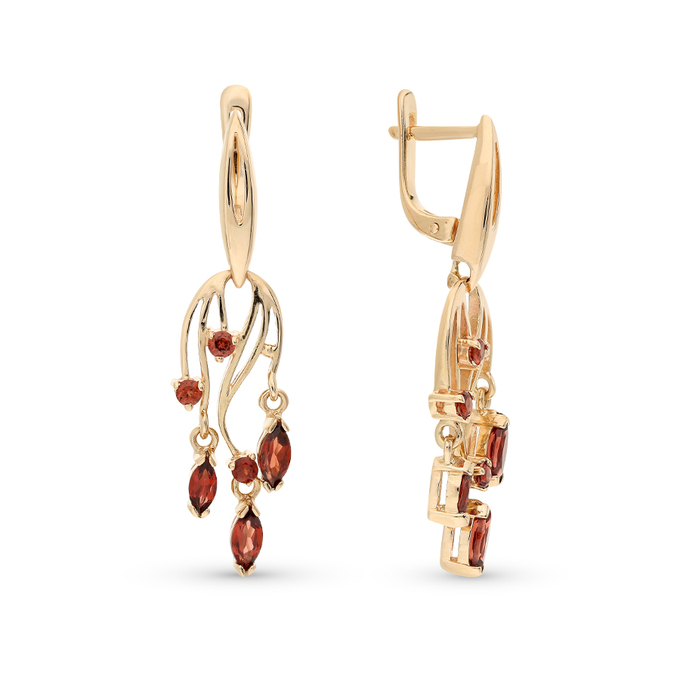 Серьги из золота 585 пробы c гранатами