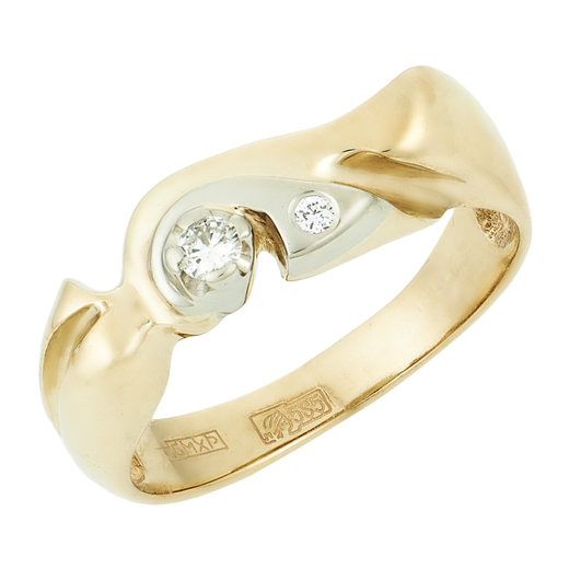 Кольцо из комбинированного золота 585 пробы c 2 бриллиантами Л29123326 фото 1