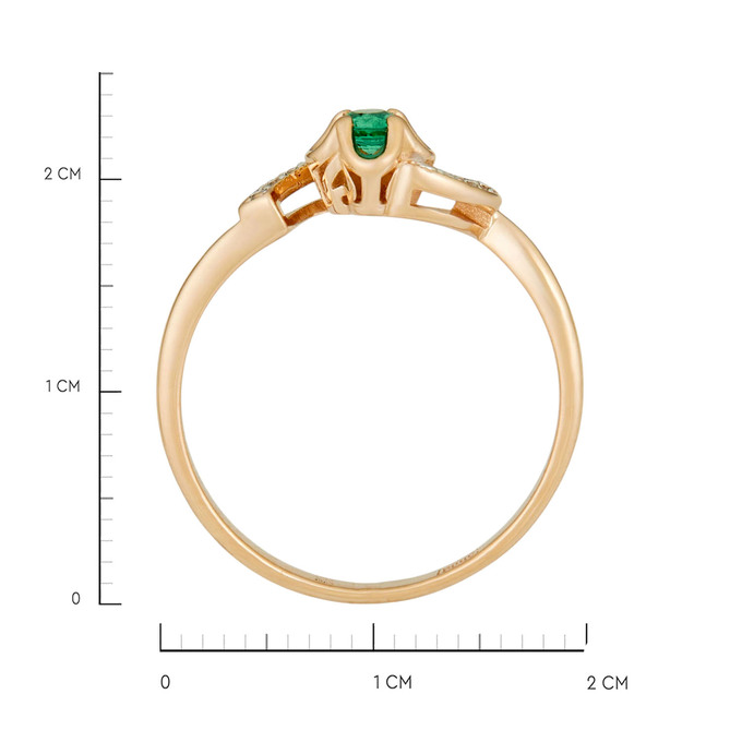 Кольцо из золота 585 пробы c изумрудом и бриллиантами, Л 0908 3155 за 23600