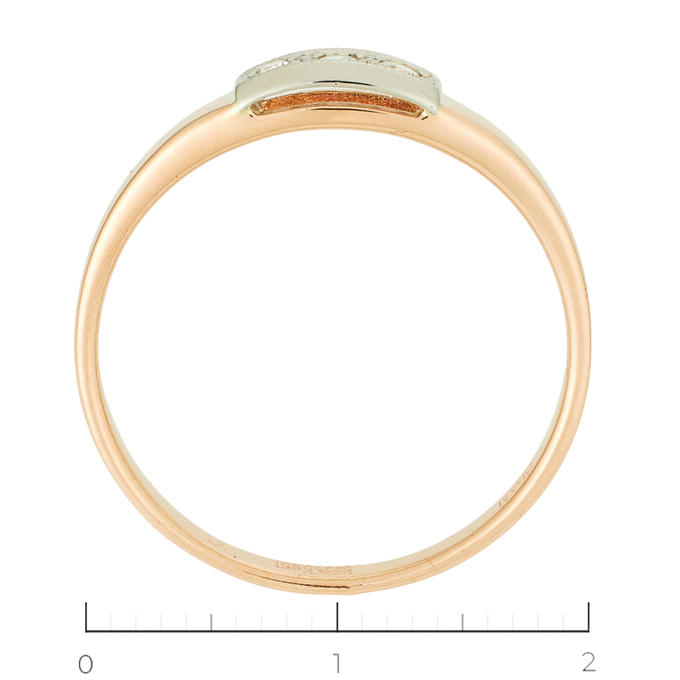 Кольцо из комбинированного золота 585 пробы c 3 фианитами