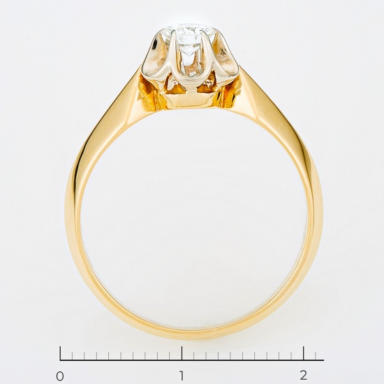 Кольцо из комбинированного золота 750 пробы c 1 бриллиантом, Л39093176 за 78365