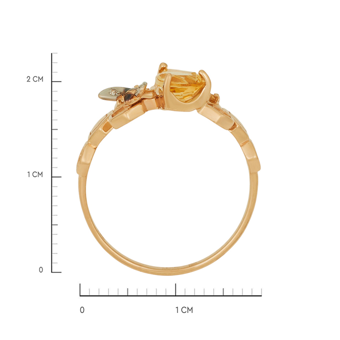 Кольцо из золота 585 пробы c цитринами и фианитами, Л 2414 5570 за 22080