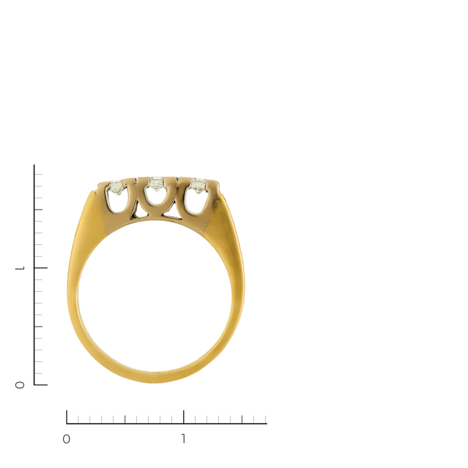 Кольцо из комбинированного золота 750 пробы c 3 бриллиантами, Л 5103 7209 за 53450