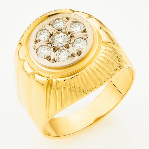 Кольцо из комбинированного золота 750 пробы c 7 бриллиантами Л05135260 фото 1