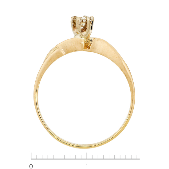 Кольцо из комбинированного золота 585 пробы c 1 бриллиантом, Л11151905 за 7600