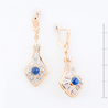Серьги из золота 585 пробы c 18 бриллиантами и 2 сапфирами
