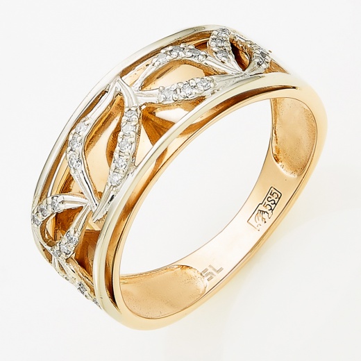 Кольцо из комбинированного золота 585 пробы c 29 бриллиантами Л47078963 фото 1