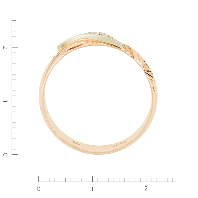 Кольцо из комбинированного золота 585 пробы c 4 бриллиантами