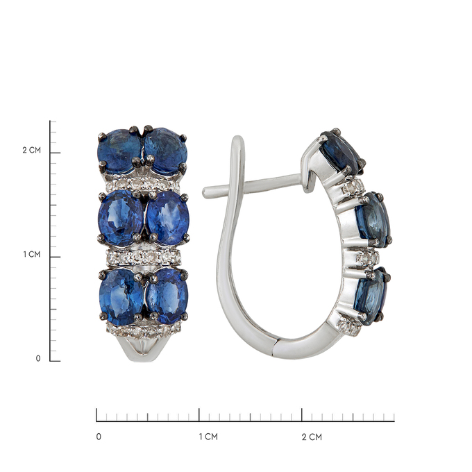 Серьги из золота 585 пробы c сапфирами и бриллиантами, Ц О007 1184 за 80000