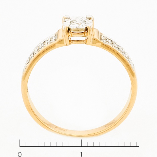Кольцо из комбинированного золота 585 пробы c 21 бриллиантами, Л29119501 за 15540