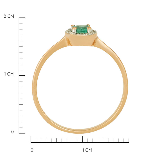 Кольцо из золота 585 пробы c изумрудом и бриллиантами