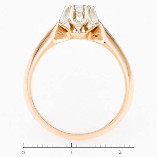 Кольцо из комбинированного золота 583 пробы c 1 бриллиантом, Л43050667 за 69450