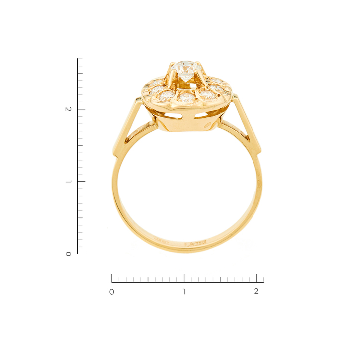 Кольцо из желтого золота 750 пробы c 11 бриллиантами, Л 6102 0900 за 136000
