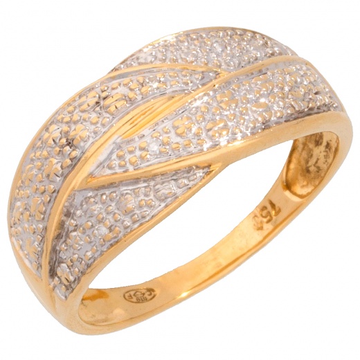 Кольцо из комбинированного золота 750 пробы c 4 упр. огр. бриллиантами 007097 фото 1