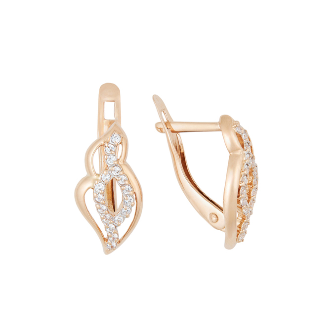 Серьги из золота 585 пробы c фианитами