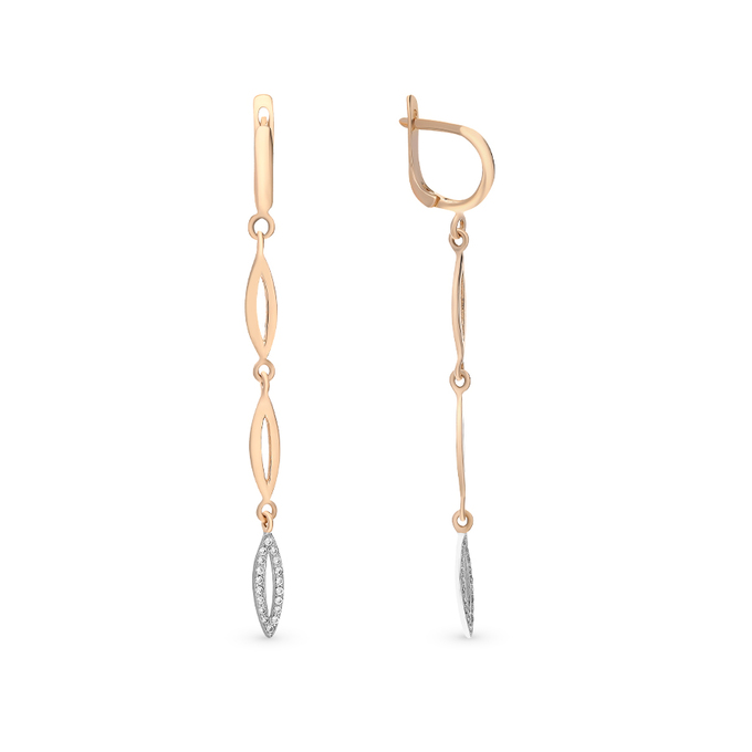 Серьги из золота 585 пробы c фианитами