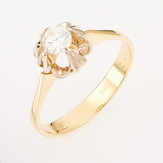 Кольцо из комбинированного золота 750 пробы c 1 бриллиантом, Л48055312 за 63200