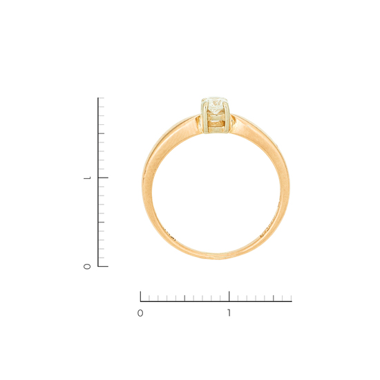 Кольцо из комбинированного золота 585 пробы c 1 бриллиантом, Л32083909 за 13500