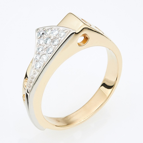 Кольцо из комбинированного золота 585 пробы c 12 бриллиантами, Л62008853 за 38320