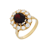 Кольцо из золота 750 пробы c гранатом и бриллиантами