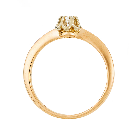 Кольцо из комбинированного золота 585 пробы c 1 бриллиантом, Л28086888 за 6300