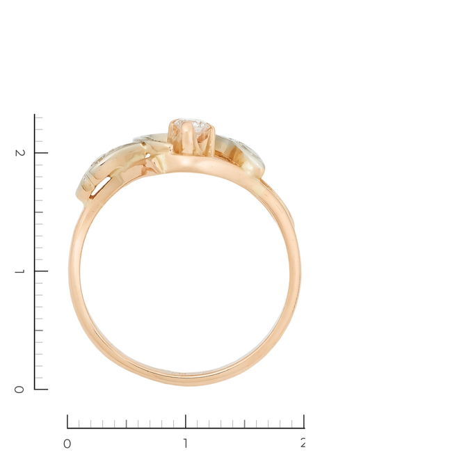 Кольцо из комбинированного золота 585 пробы c 4 бриллиантами, Л 5207 2259 за 26940