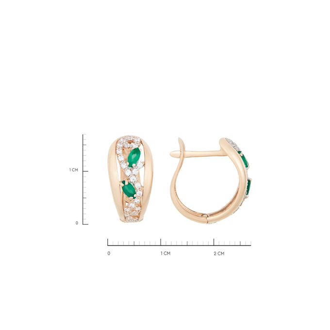 Серьги из золота 585 пробы c фианитами и хризопразами, К 0000 3391 за 34400