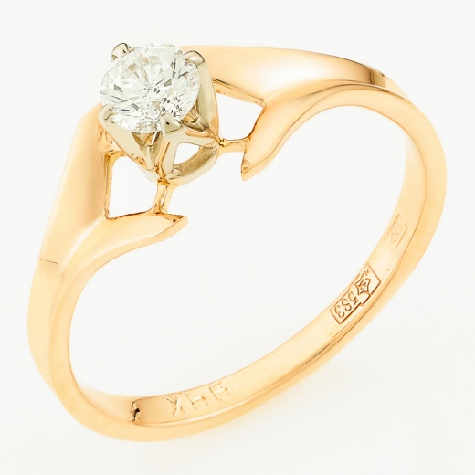 Кольцо из комбинированного золота 583 пробы c 1 бриллиантом Л35060029 фото 1