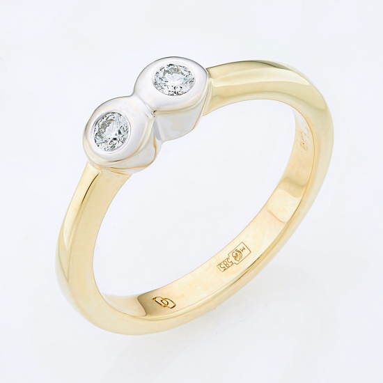 Кольцо из комбинированного золота 585 пробы c 2 бриллиантами