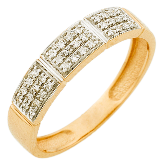 Кольцо из комбинированного золота 585 пробы c 36 бриллиантами, Л22115949 за 8700