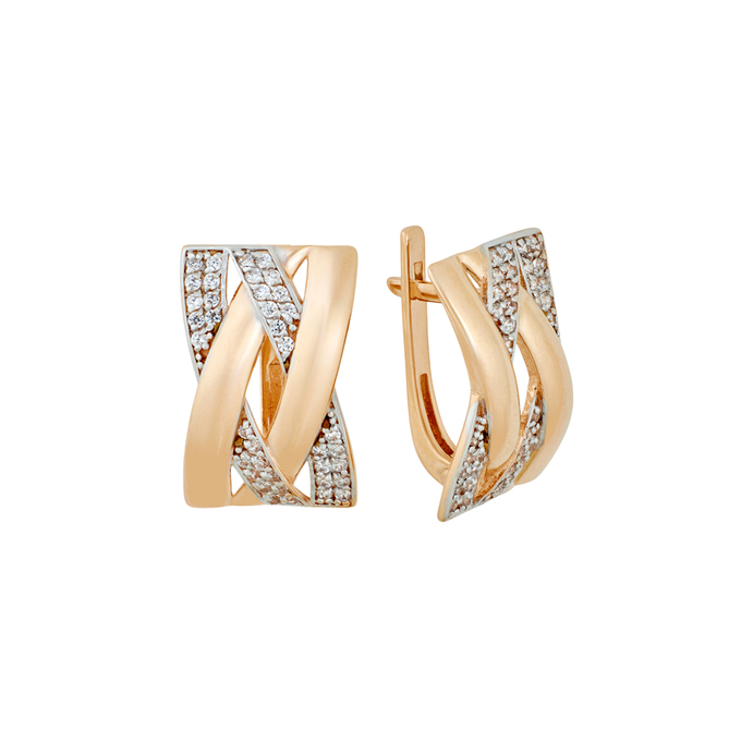 Серьги из золота 585 пробы c фианитами, Л 2912 7555 за 32560