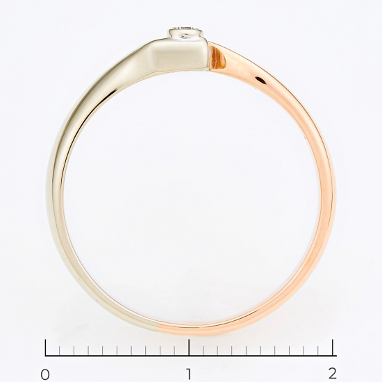 Кольцо из комбинированного золота 585 пробы c 1 бриллиантом, Л36052965 за 8575