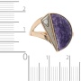 Кольцо из комбинированного золота 585 пробы c 1 бриллиантом и 1 чароитом 094711 фото 3