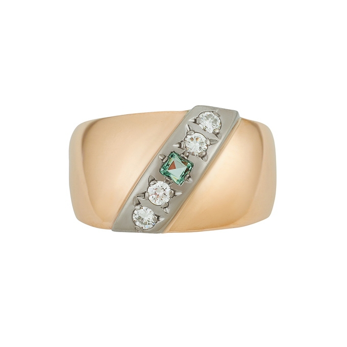 Кольцо из золота 583 пробы c бериллом и бриллиантами, Л 5208 1256 за 87200