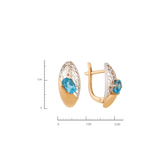 Серьги из золота 585 пробы с топазами, Л 3507 2388 за 27900