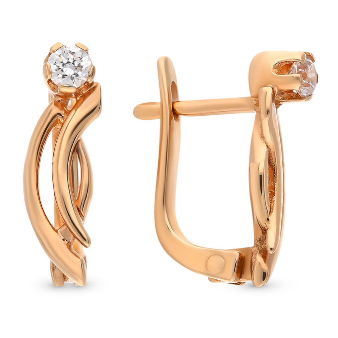 Серьги из золота 585 пробы c фианитами