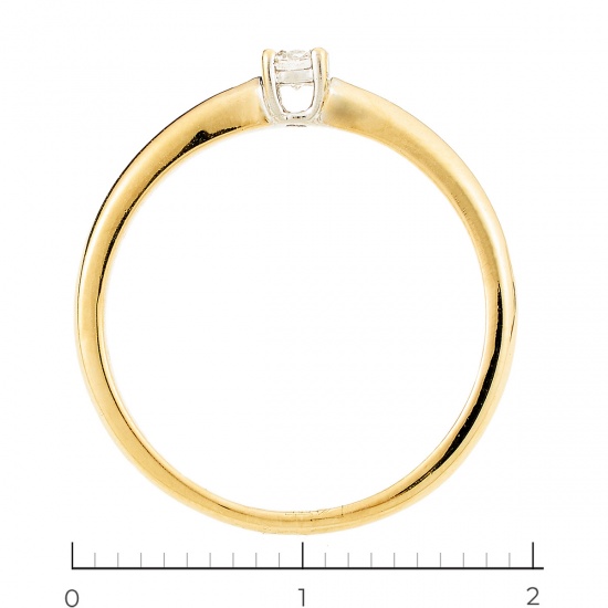 Кольцо из комбинированного золота 585 пробы c 1 бриллиантом, Л22114704 за 9000