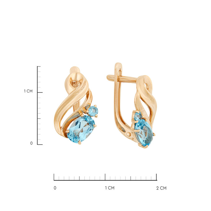 Серьги из золота 585 пробы с топазами, Ц О007 4004 за 24800