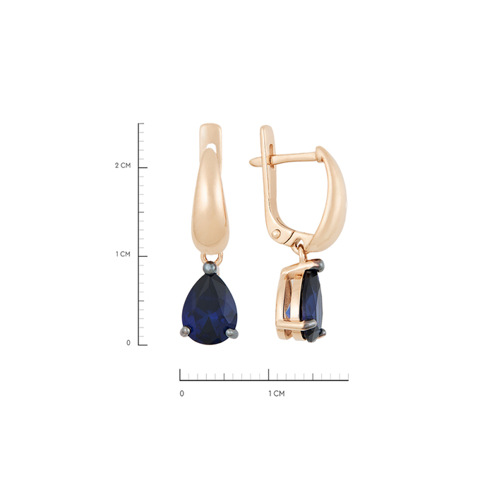 Серьги из золота 585 пробы c синт. сапфирами, Л 3705 6652 за 27920