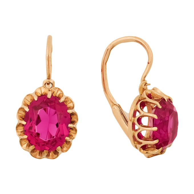 Серьги из золота 583 пробы c 2 корундами