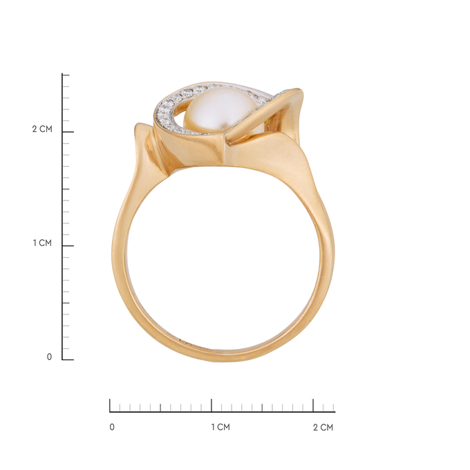 Кольцо из золота 585 пробы c бриллиантами и культивированным жемчугом, Л 3704 7043 за 72000
