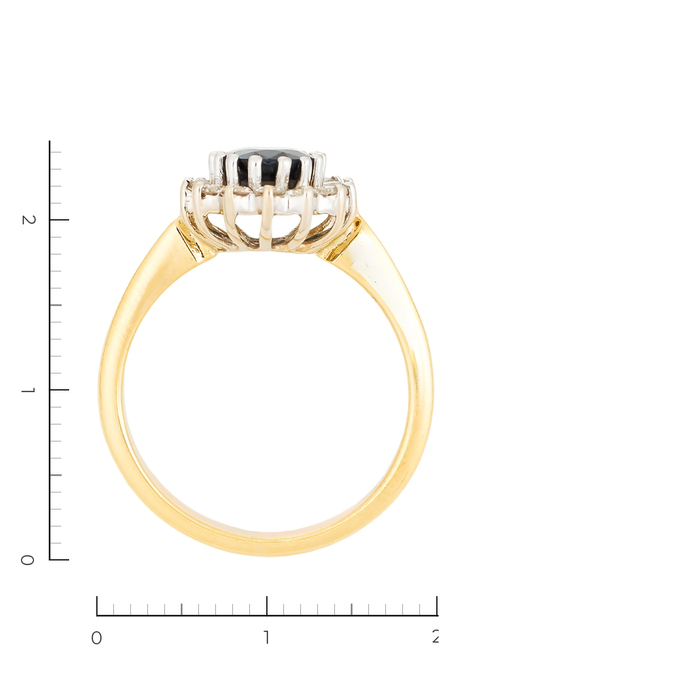 Кольцо из золота 585 пробы c 14 бриллиантами и 1 сапфиром, Л 2810 1263 за 69200
