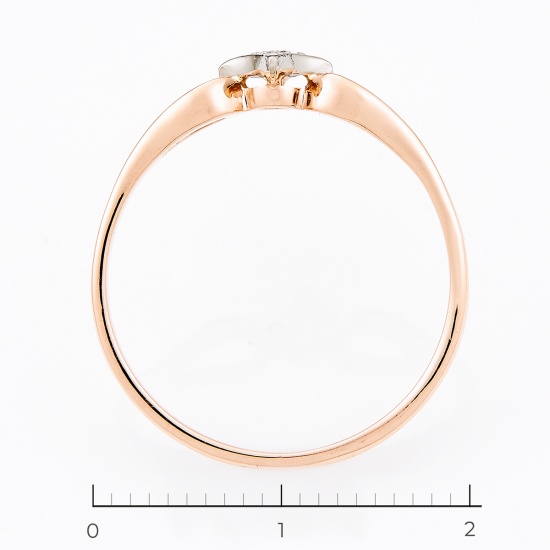 Кольцо из комбинированного золота 585 пробы c 1 бриллиантом, Л22107955 за 9065