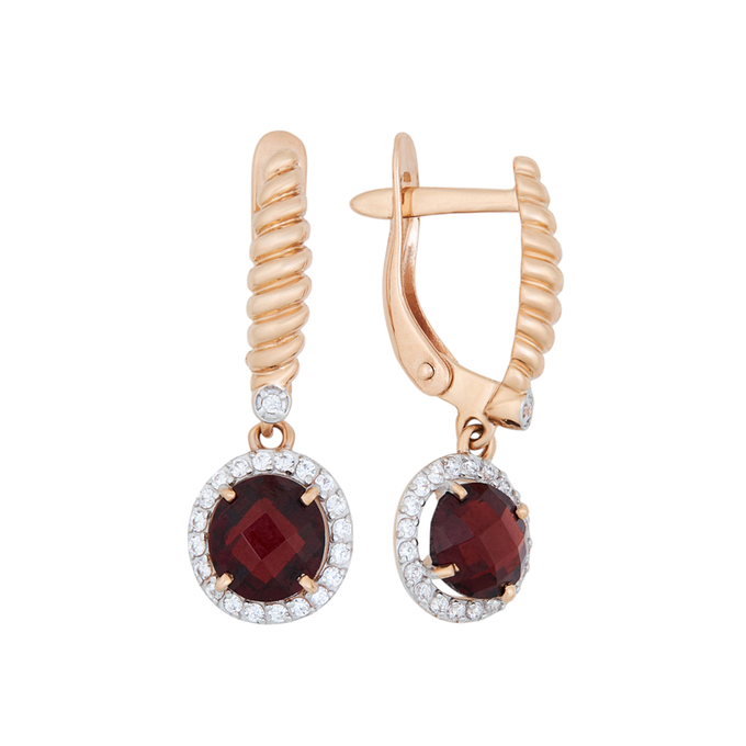 Серьги из золота 585 пробы c гранатами и фианитами, К 0000 4181 за 42000